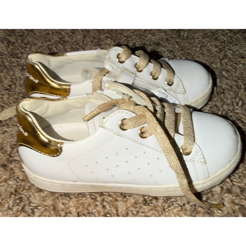 Naturino Hasselt White & Gold Leather Sneakers (25) Size 8